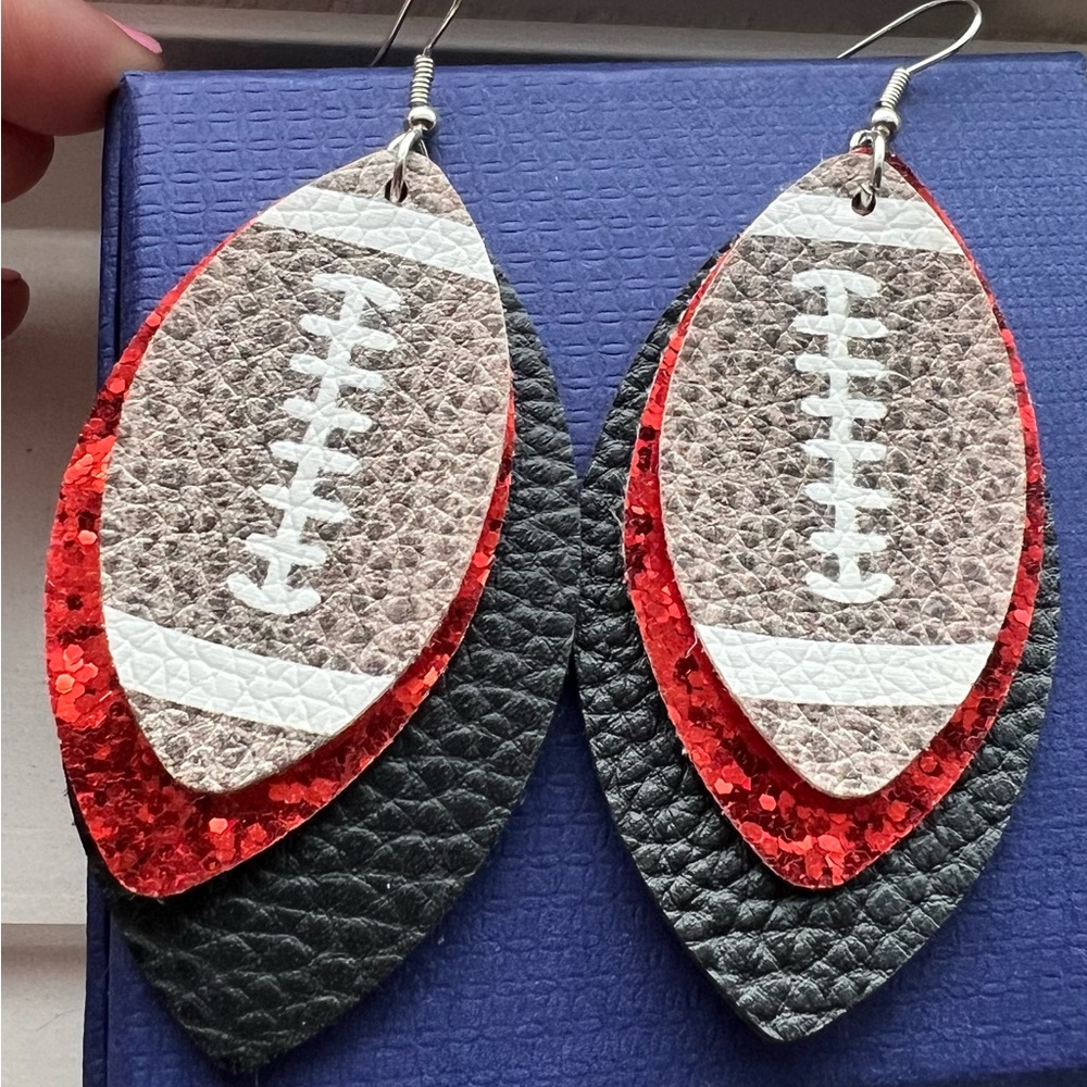 Football Leather Layered Earrings